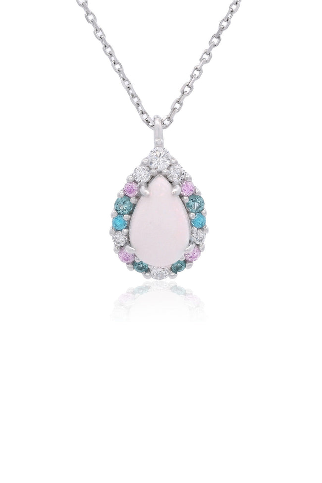 GEORGINI WISTERIA CREATED OPAL FLORIBUNDA PENDANT SILVER