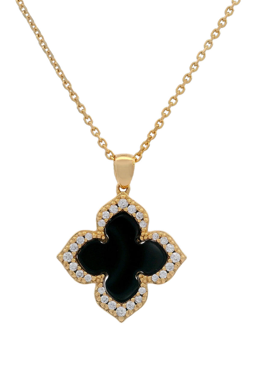 GEORGINI MIDNIGHT VELVET BLACK AGATE FAIRWATER PENDANT GOLD