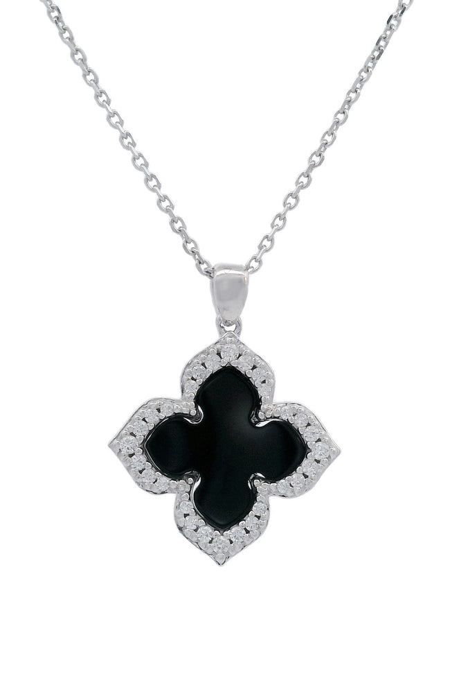 GEORGINI MIDNIGHT VELVET BLACK AGATE FAIRWATER PENDANT SILVER