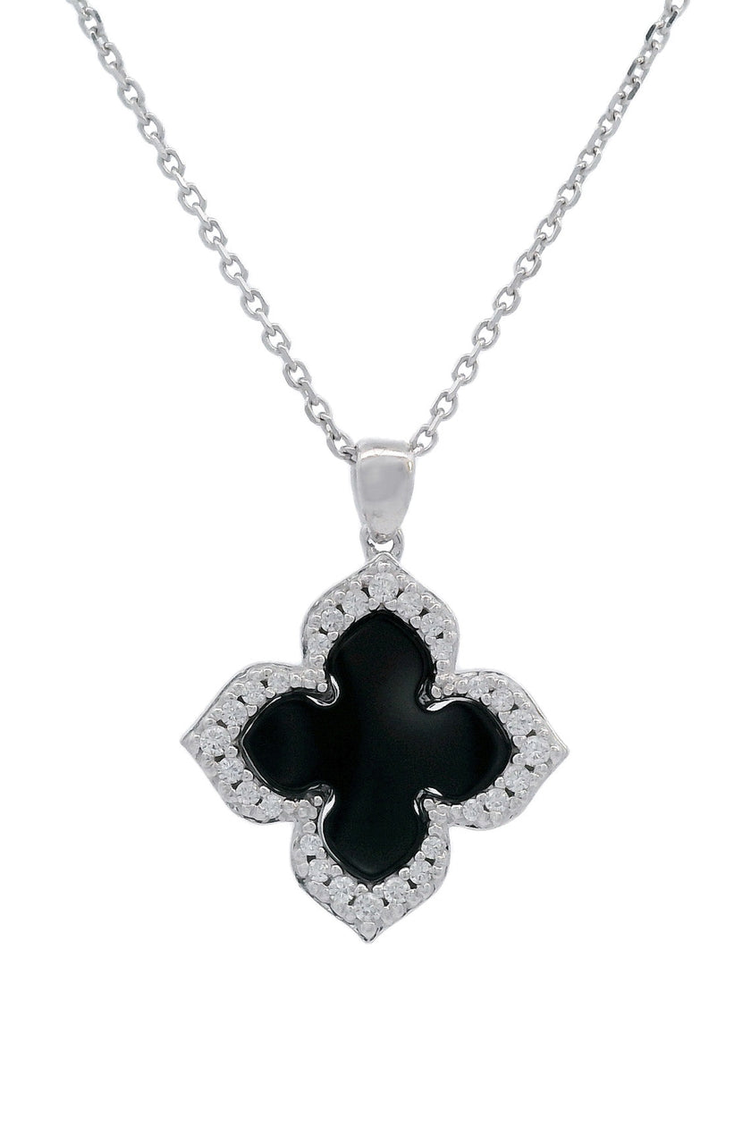 GEORGINI MIDNIGHT VELVET BLACK AGATE FAIRWATER PENDANT SILVER