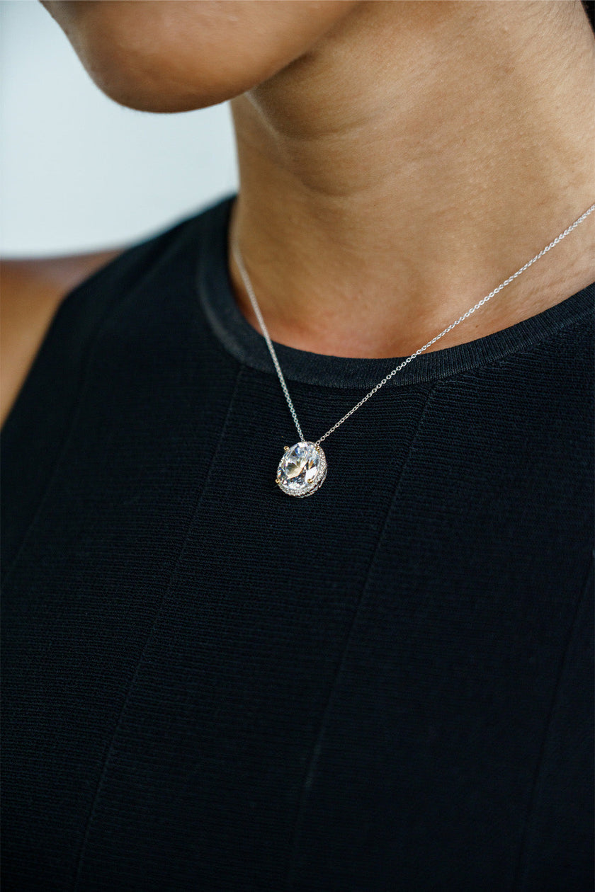 GEORGINI MIDNIGHT VELVET LIMITED EDITION SELENE TWO-TONE MOONLIGHT OVAL PENDANT