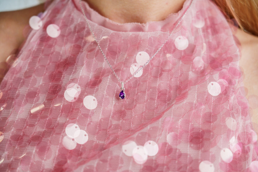GEORGINI WISTERIA PENDANT AMETHYST CZ SILVER
