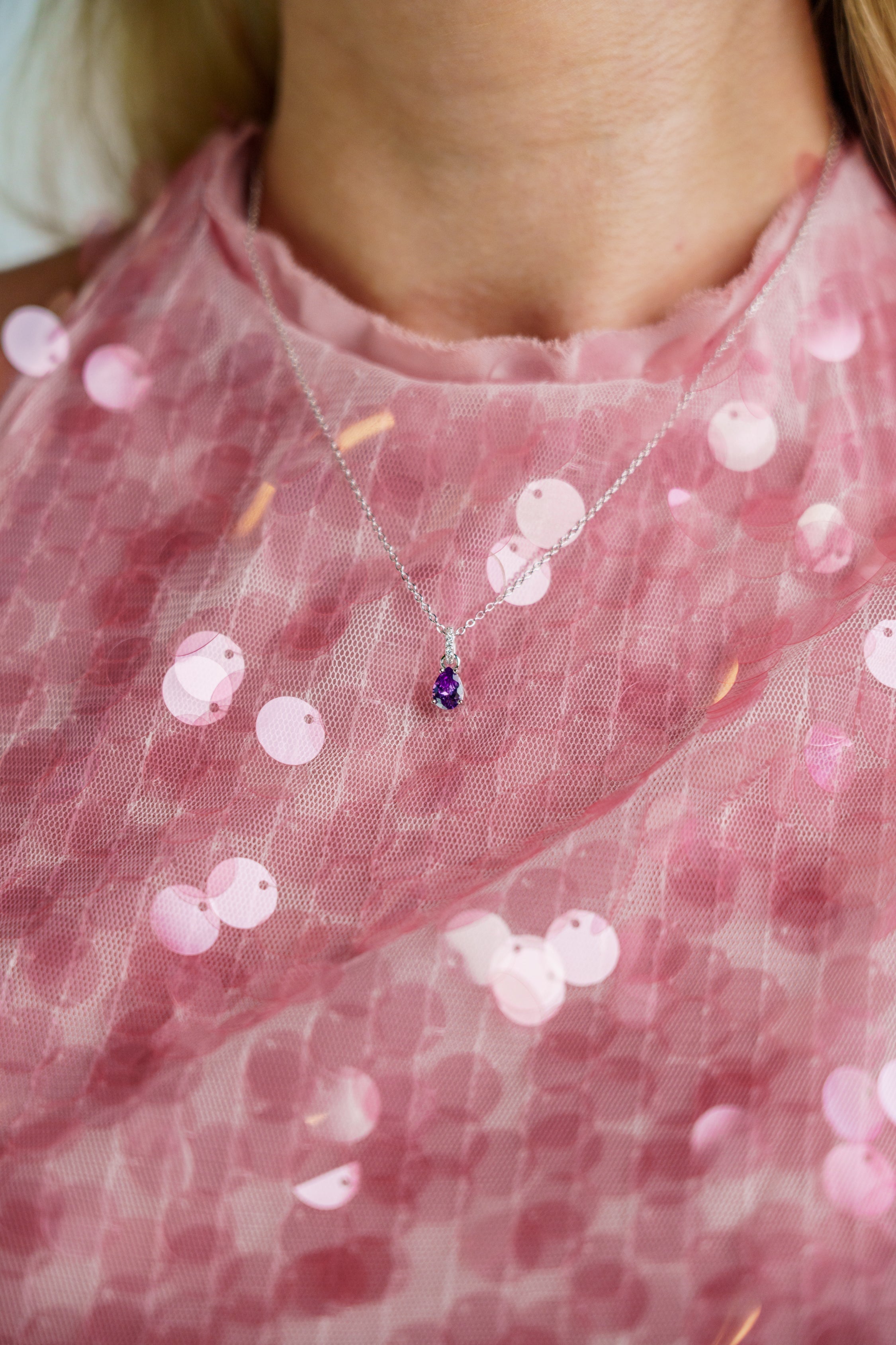 GEORGINI WISTERIA PENDANT AMETHYST CZ SILVER