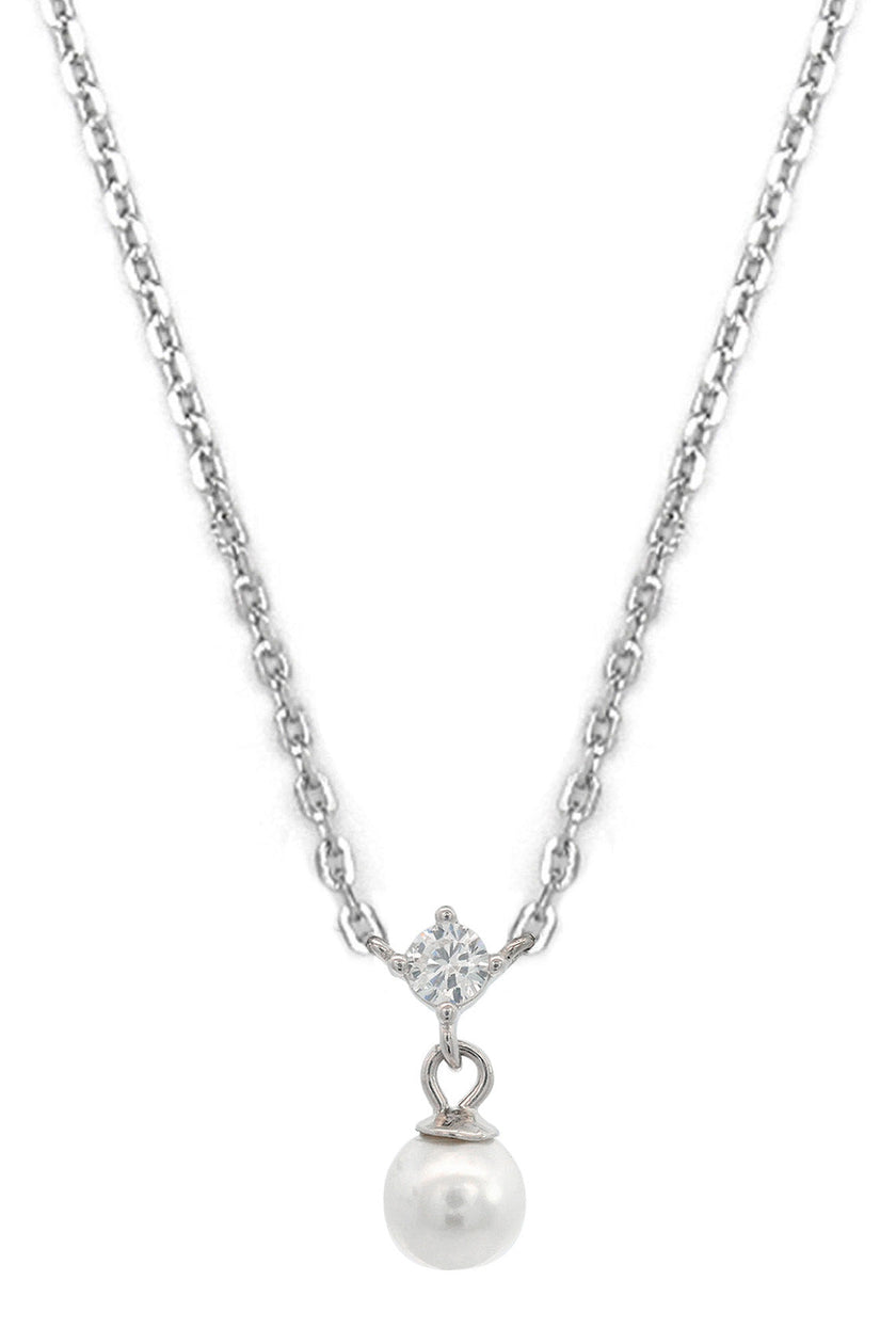 ADAGIO TOUCH OF SPARKLE PEARL NECKLACE SILVER