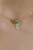 LUXURY LETTERS F INITIAL PENDANT GOLD