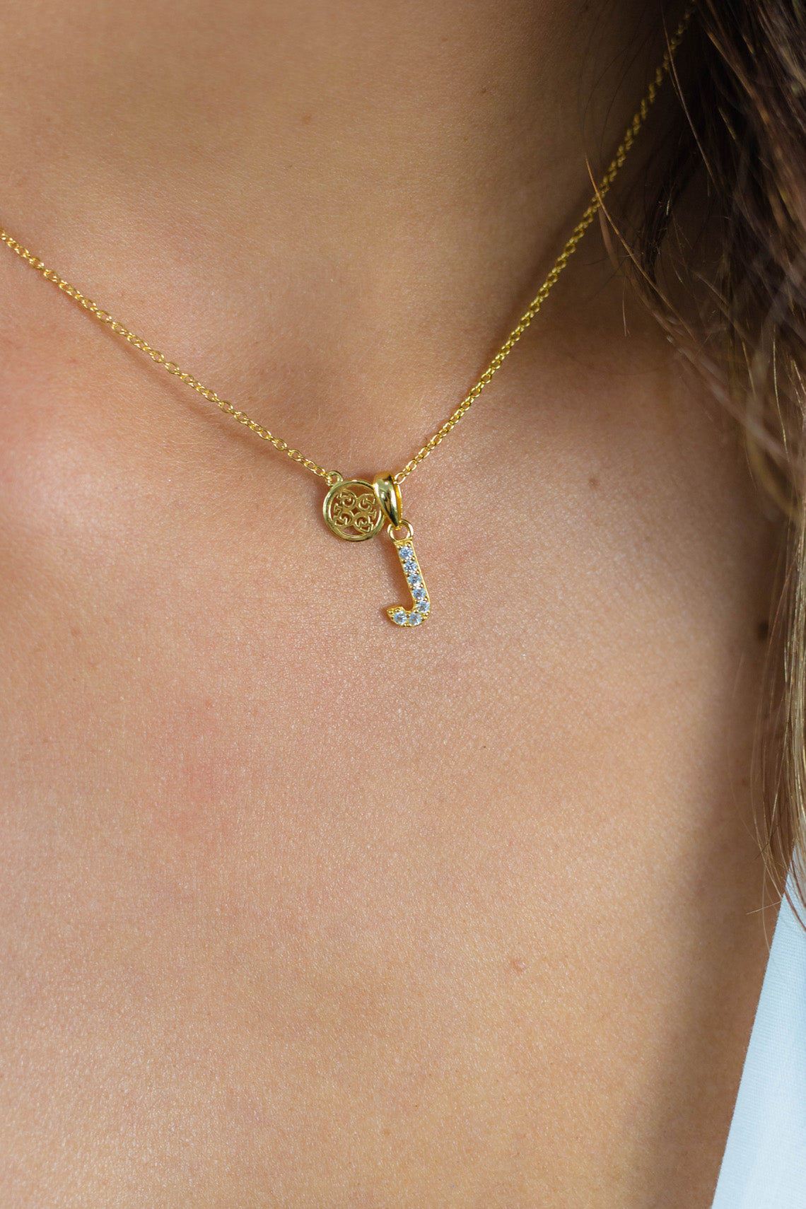 LUXURY LETTERS J INITIAL PENDANT GOLD