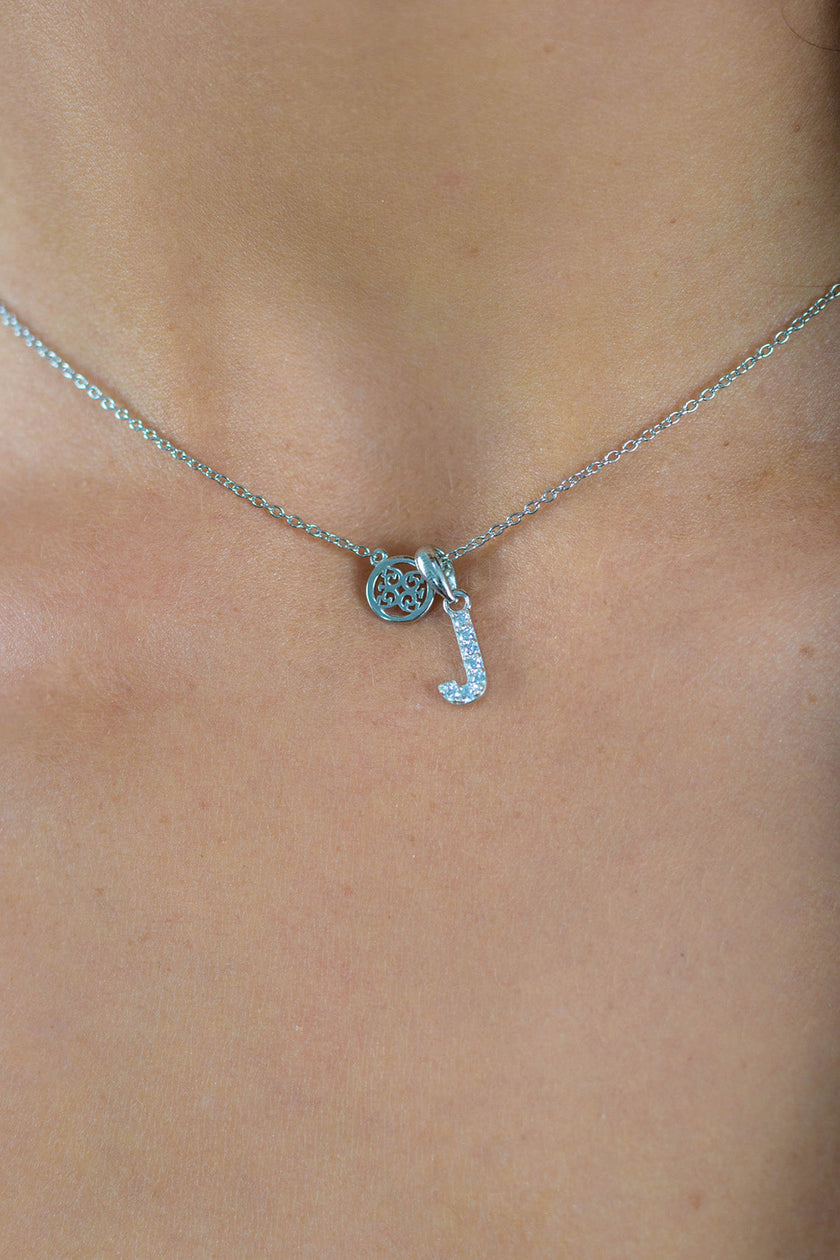 LUXURY LETTERS J INITIAL PENDANT SILVER