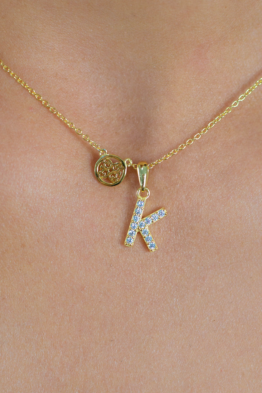 LUXURY LETTERS K INITIAL PENDANT GOLD
