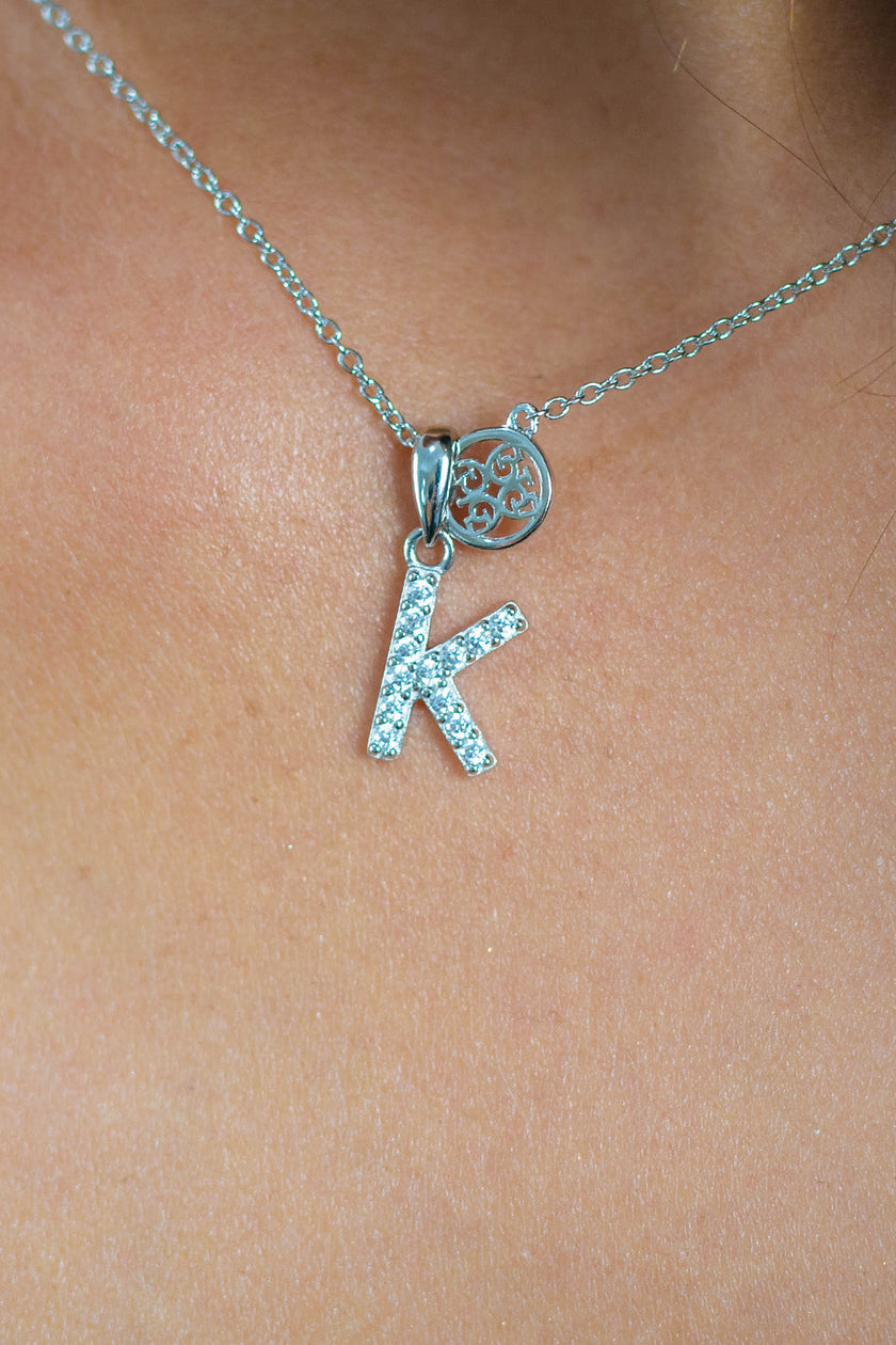 LUXURY LETTERS K INITIAL PENDANT SILVER