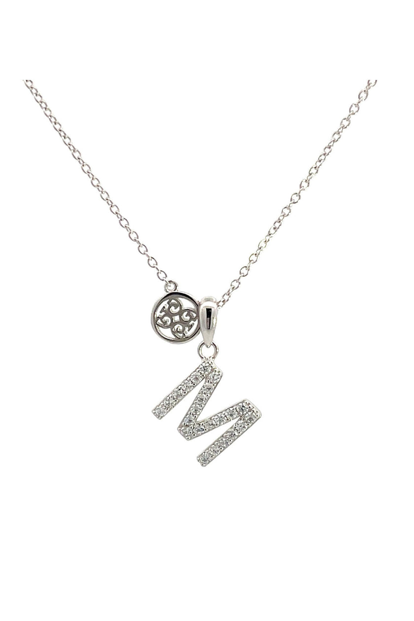 LUXURY LETTERS M INITIAL PENDANT SILVER
