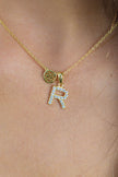 LUXURY LETTERS R INITIAL PENDANT GOLD