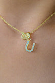 LUXURY LETTERS U INITIAL PENDANT GOLD