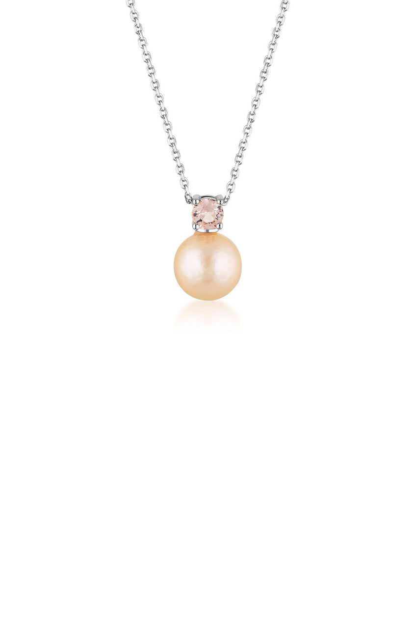 NOOSA PINK FRESHWATER PENDANT SILVER