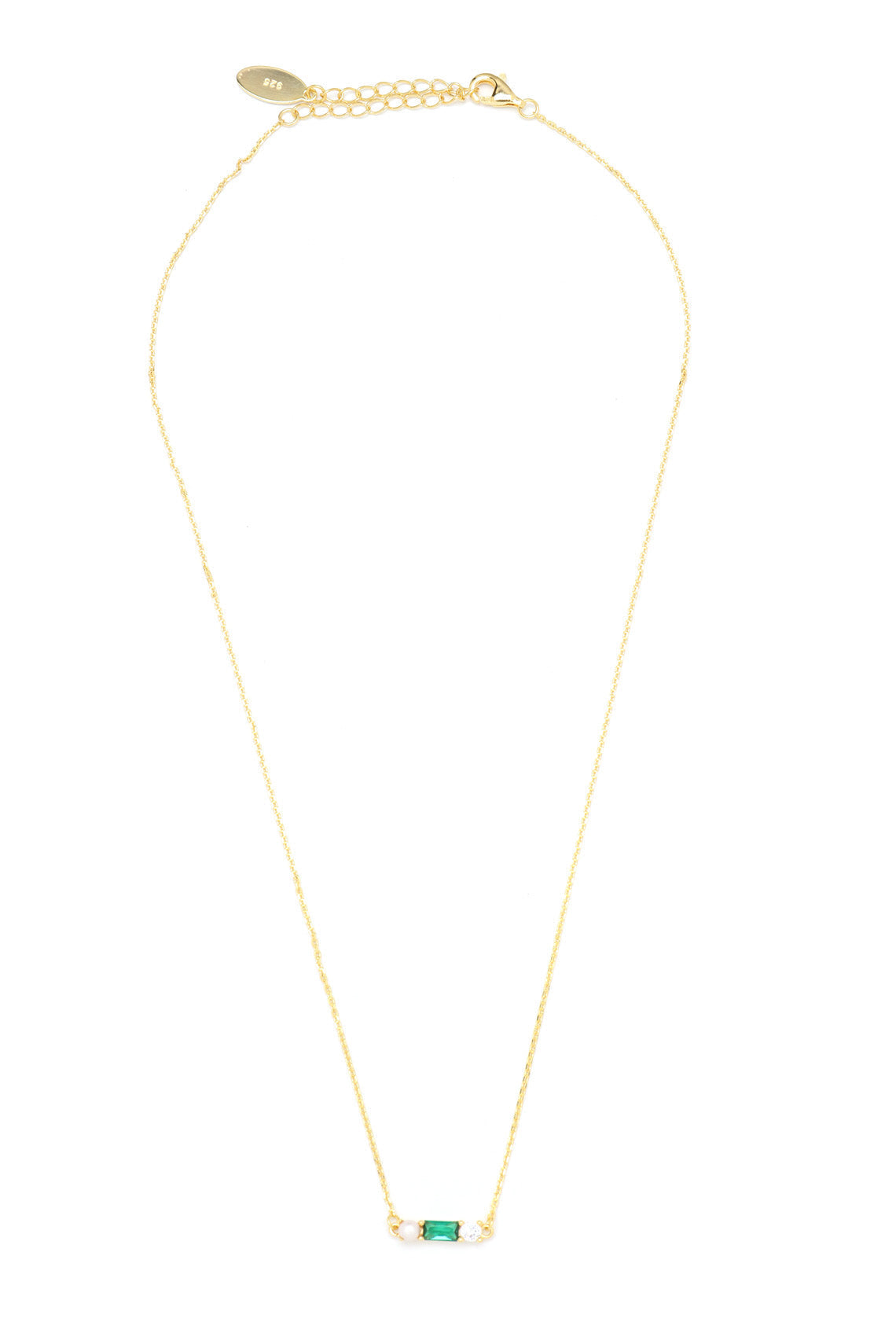 EMERALD ISLE FRESHWATER PEARL NECKLACE IN EMERALD AND GOLD