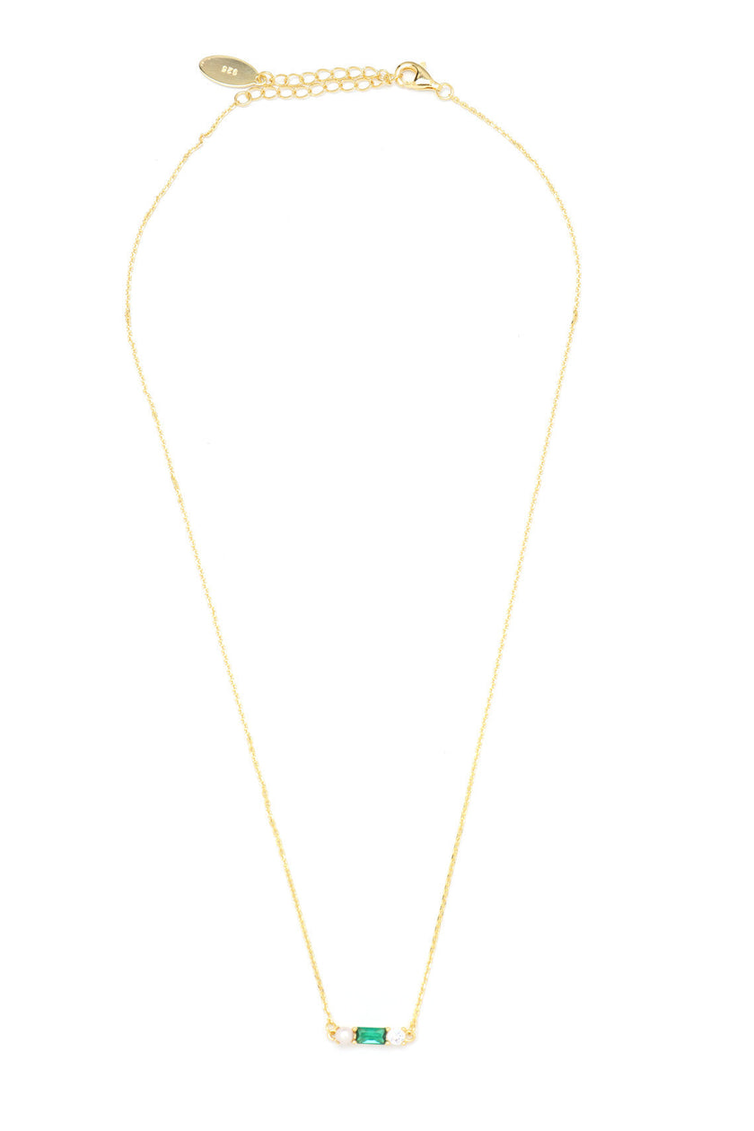 EMERALD ISLE FRESHWATER PEARL NECKLACE IN EMERALD AND GOLD