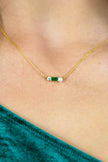 EMERALD ISLE FRESHWATER PEARL NECKLACE IN EMERALD AND GOLD