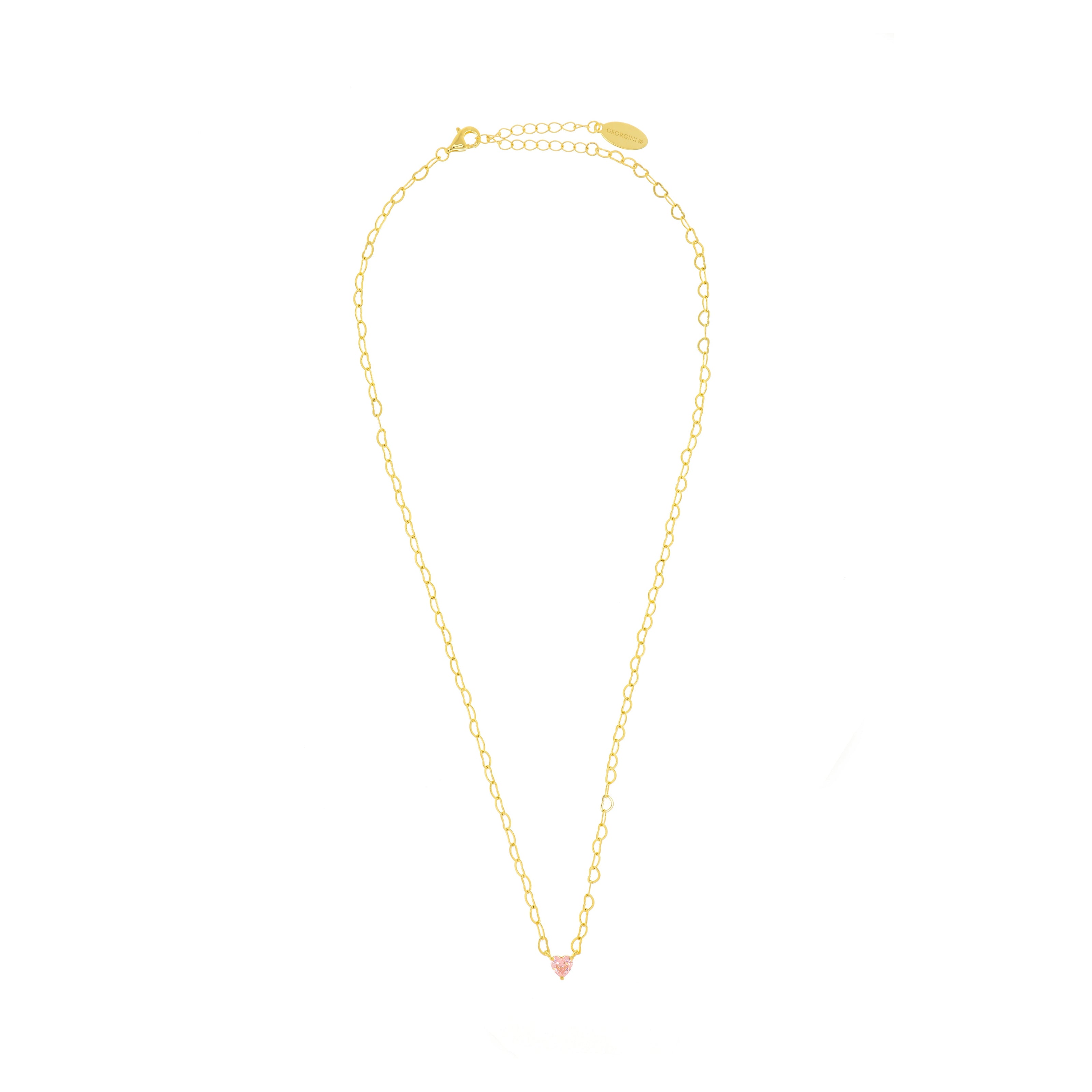 SWEETHEART HEART CHAIN NECKLACE PINK GOLD