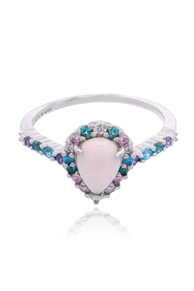 GEORGINI WISTERIA CREATED OPAL FLORIBUNDA RING SILVER