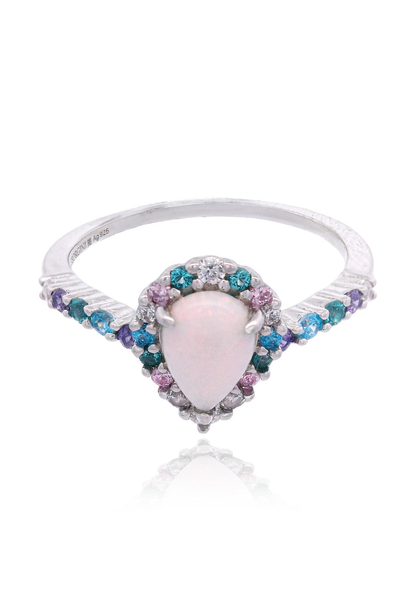 GEORGINI WISTERIA CREATED OPAL FLORIBUNDA RING SILVER