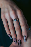 REFLECTION OVAL RING SILVER & BLACK ENAMEL