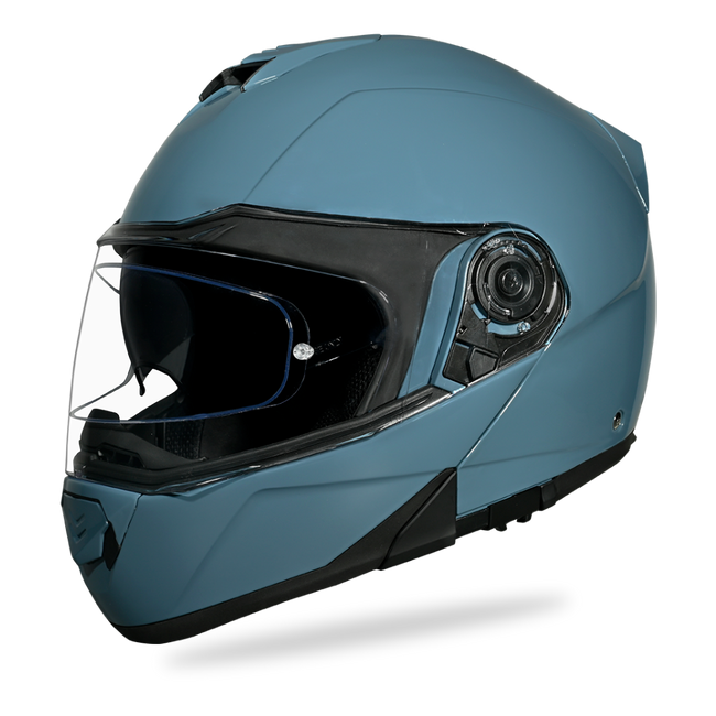 Casco modulare da moto Daytona Glide - Omologato DOT ed ECE, predisposto per Bluetooth, doppia visiera, uomo/donna/ragazzi - Blu Shark