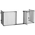 PawHut 5 Panels Pet Playpen Metal Fence w/ Walk Through Door - Black