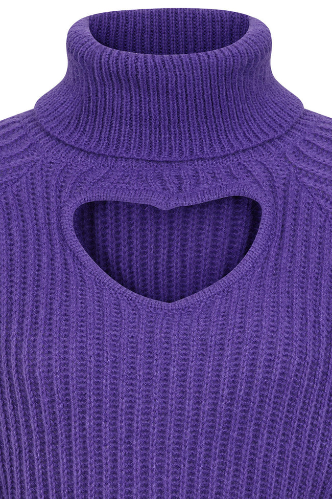 Banned Apparel Eira Purple Cropped Heart Cut-Out Jumper