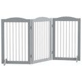 PawHut Foldable Dog Gate, Freestanding Pet Gate, with Two Support Feet, for Staircases, Hallways, Doorways - Grey