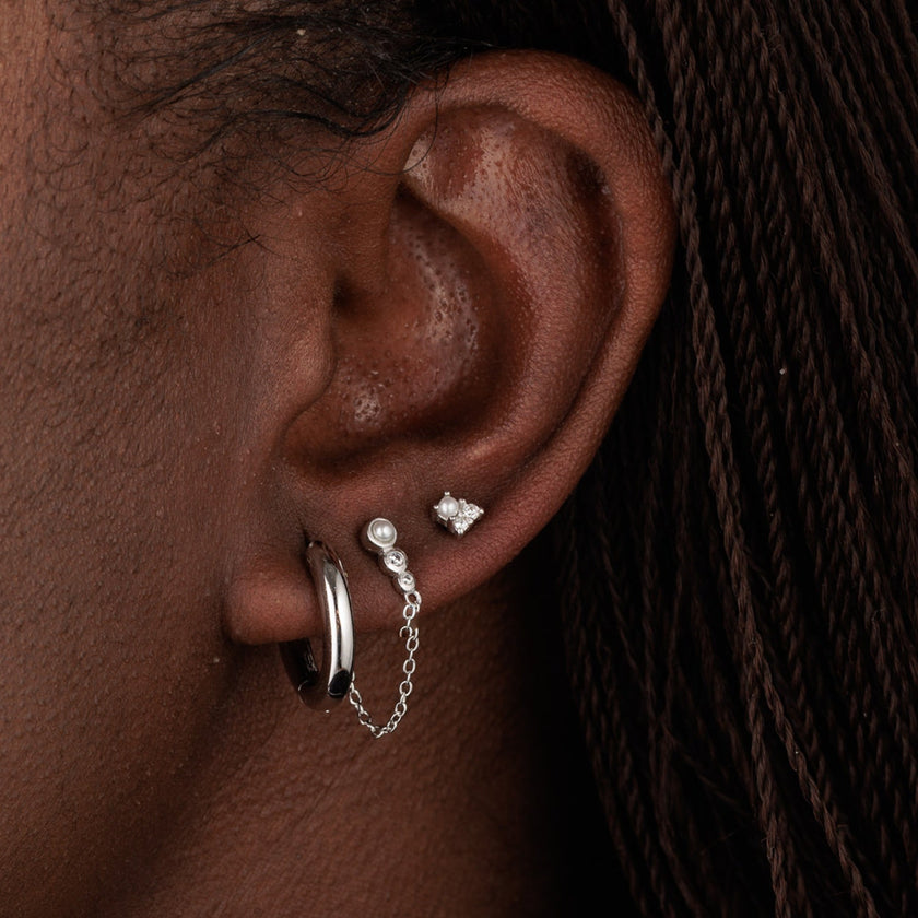 Hannah Martin Chained Pearl Stud Earrings