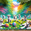 Joyful Dogs in the Park Canvas