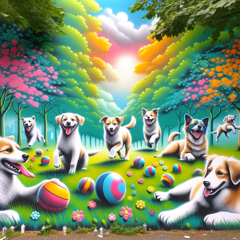 Joyful Dogs in the Park Canvas