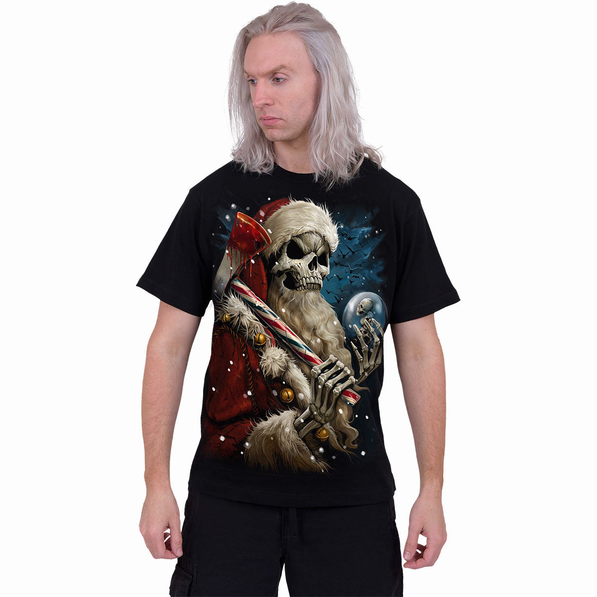 CANDY CANE SANTA - T-Shirt Black