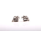 Silver Steed 3D Jump over the Stirrup Stud Earrings