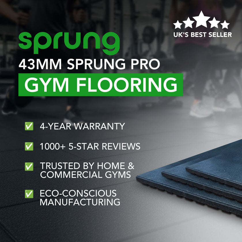 Baldosas de suelo de gimnasio de goma antichoque PRO de 43 mm
