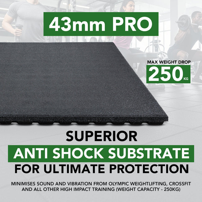 43mm PRO Anti-Shock Rubber Gym Flooring Tile
