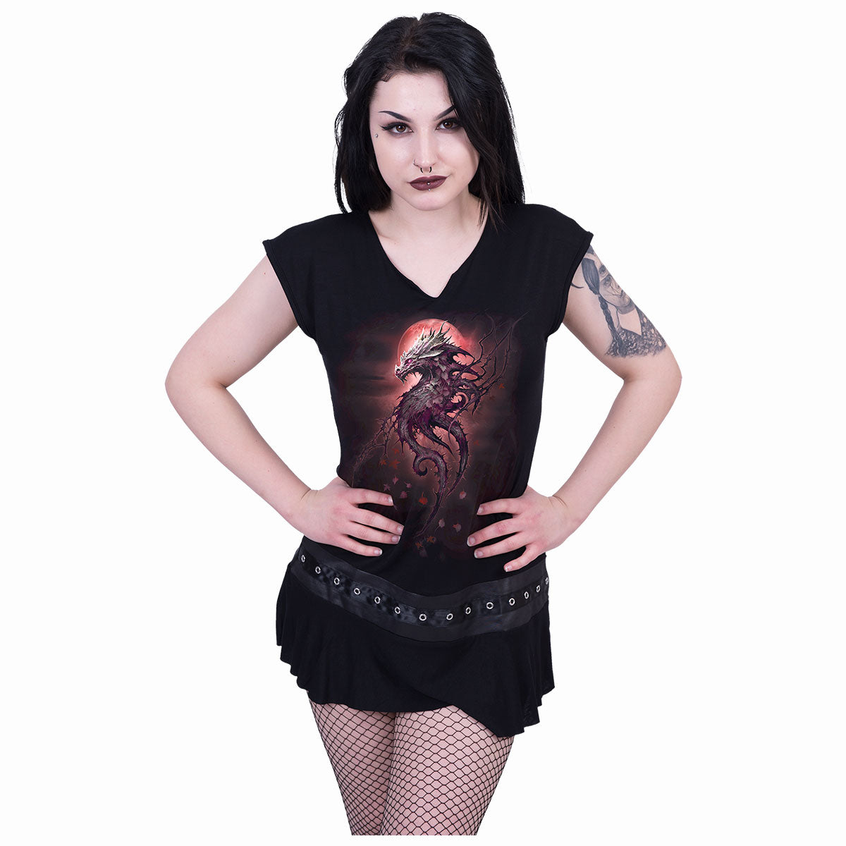 OAK DRAGON – Nieten-Minikleid Schwarz