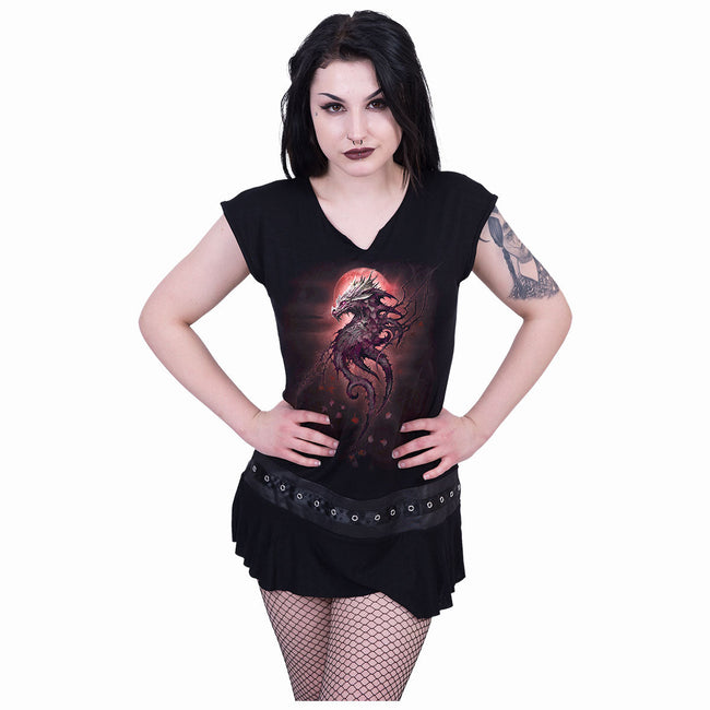 OAK DRAGON – Nieten-Minikleid Schwarz