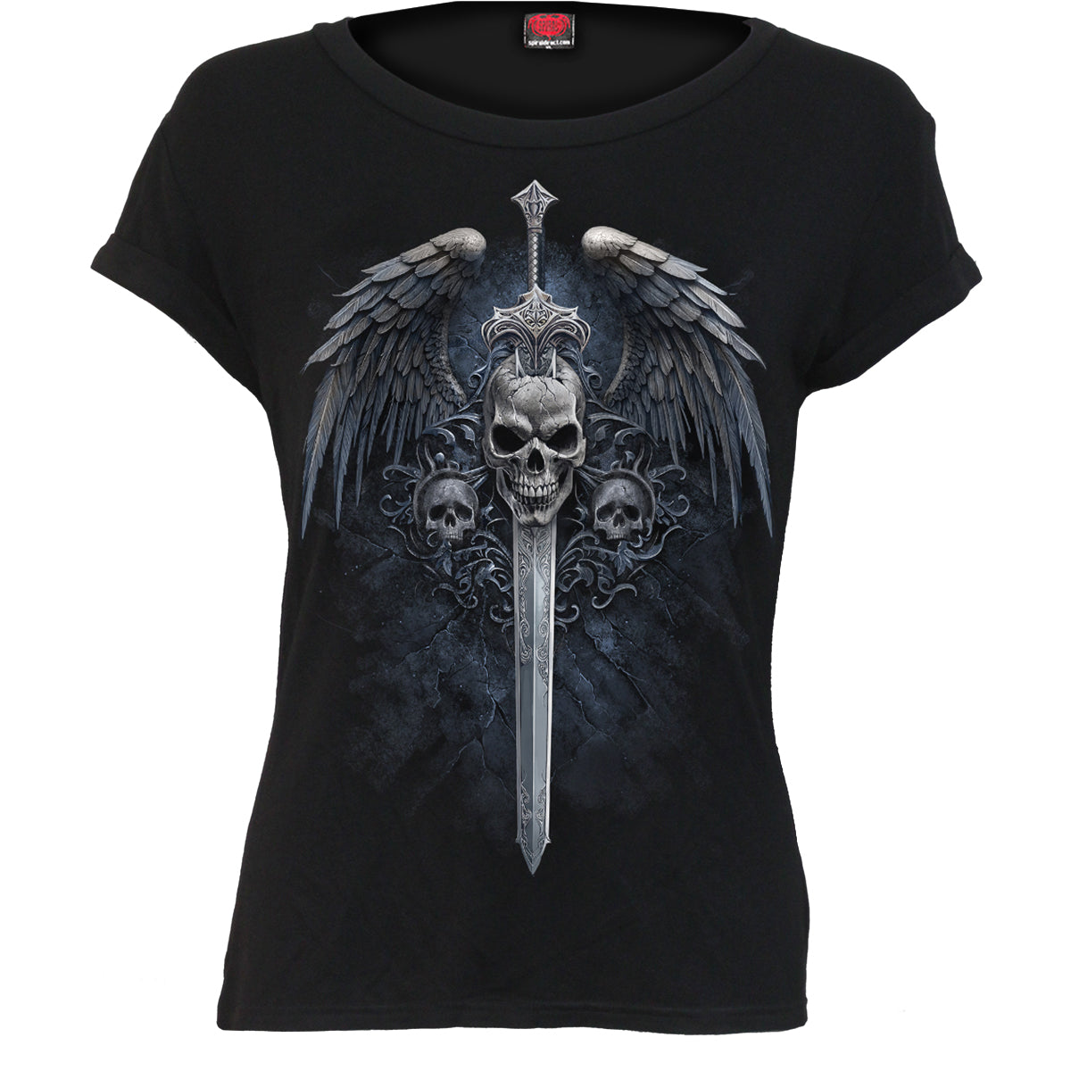 ANGEL SWORD - Boatneck Cap Sleeve Top Black