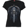 ANGEL SWORD - Boatneck Cap Sleeve Top Black