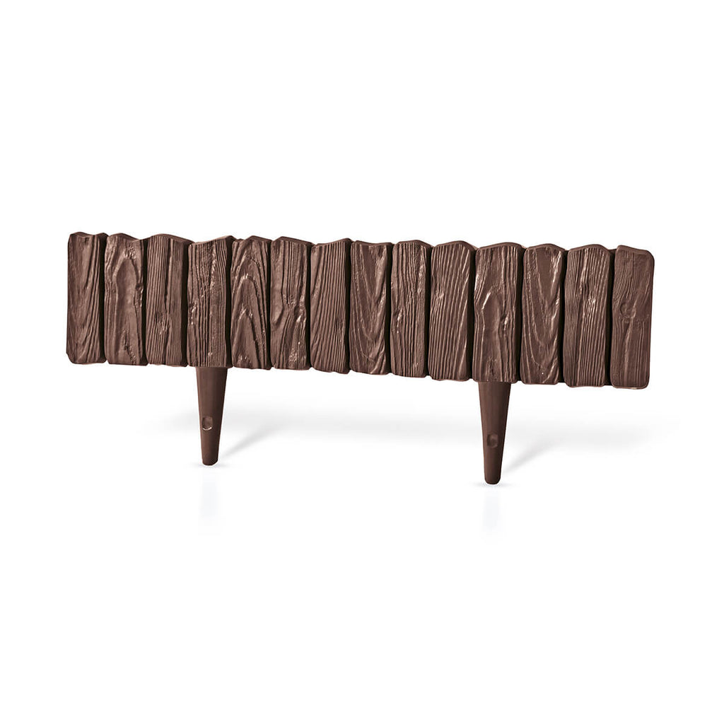 Lawn Edging, Plastic Palisade Wood Effect, 2.32m, Brown