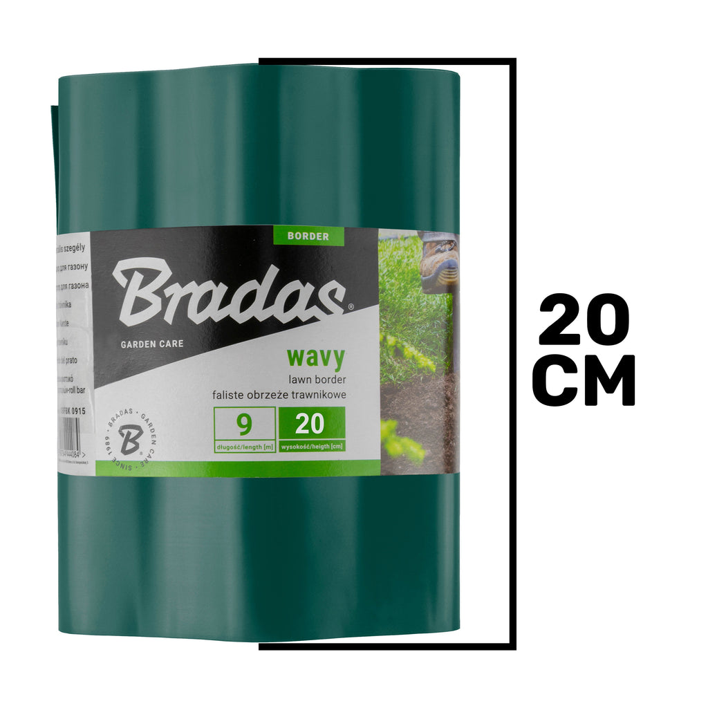 Wavy Plastic Garden Lawn Edging, H=20CM, L=9M, Green
