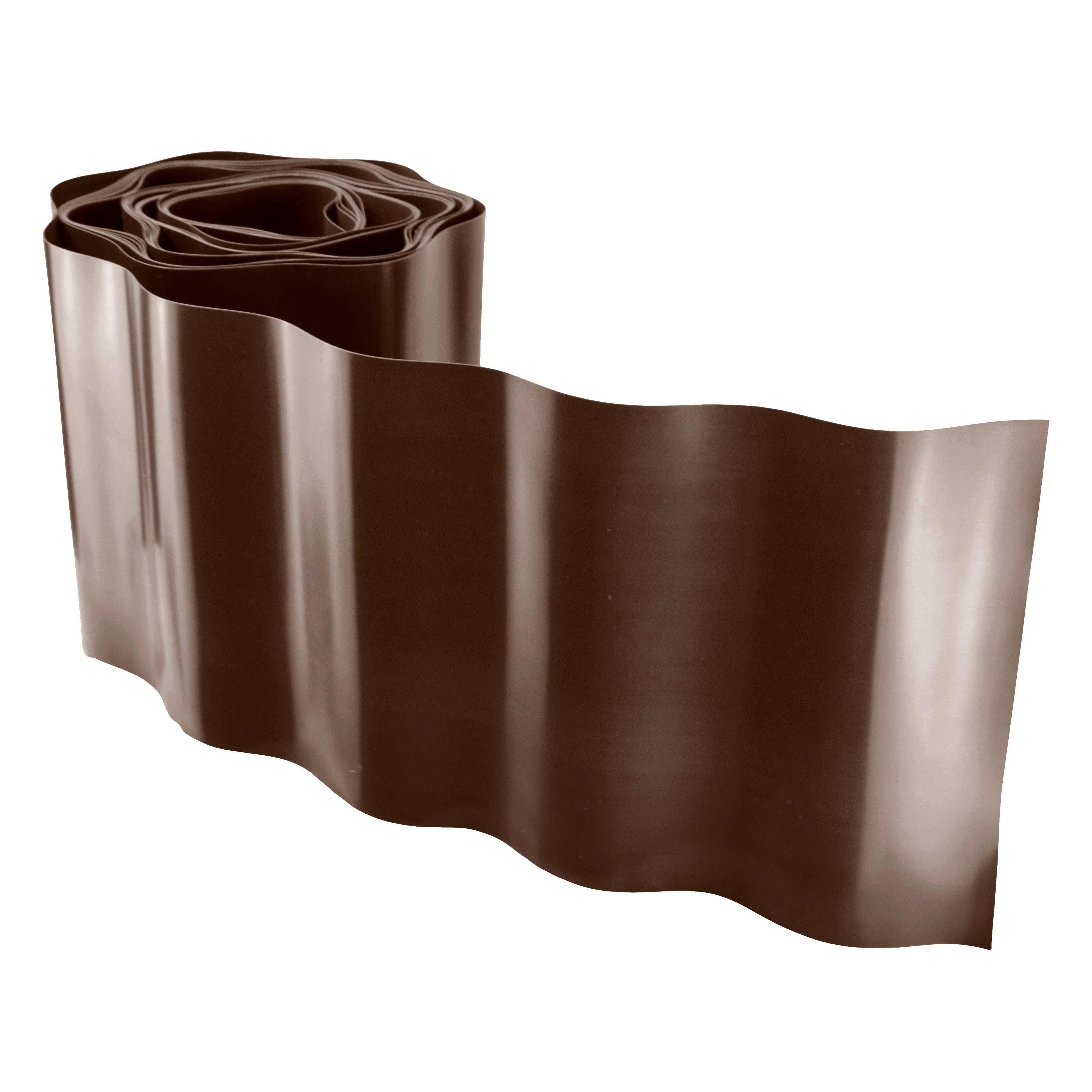 Wavy Plastic Garden Lawn Edging, H=10CM, L=9M, Brown
