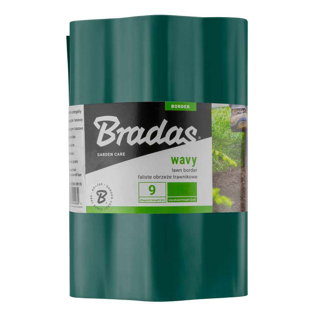 Wavy Plastic Garden Lawn Edging, H=20CM, L=9M, Green