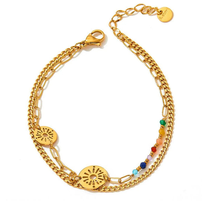 Tobillera de oro laminado de 18k en capas Alina Luxe