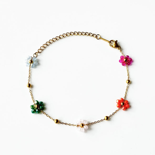 Pulsera de Lucy con flores de cuentas multicolor