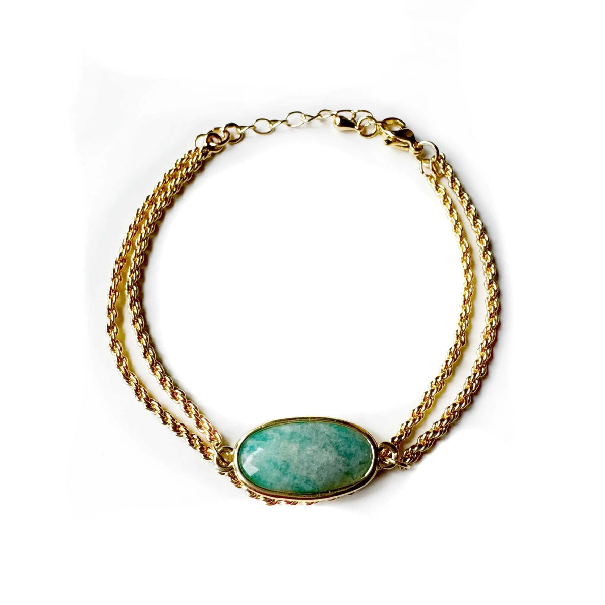 Roxy Luxe 18 Karat vergoldetes Amazonit-Kristallarmband