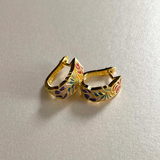 Francesca Gold Tone Enamel Earrings