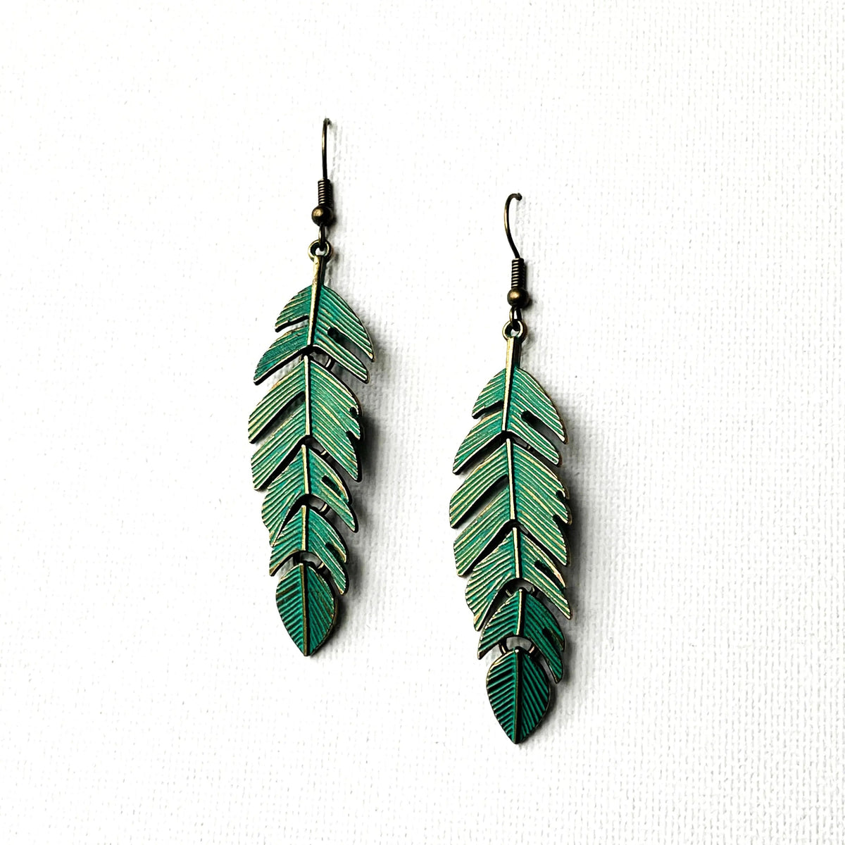 Aretes Evangelina Pluma Verde