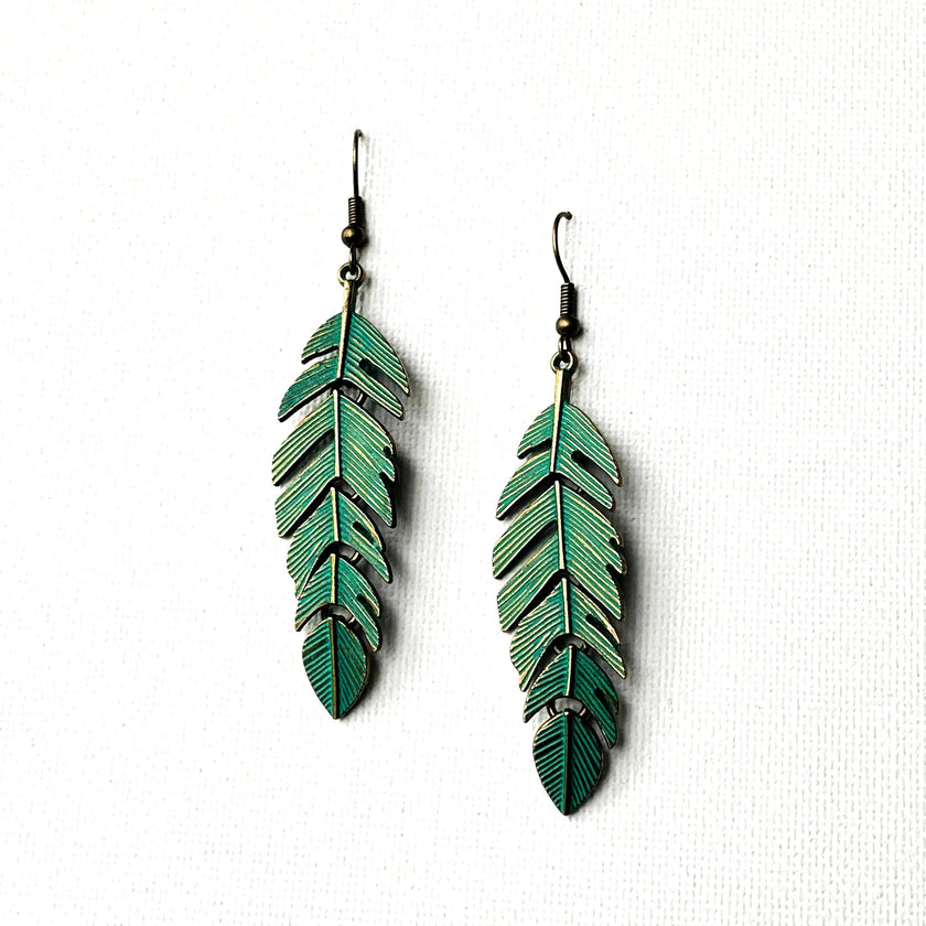 Aretes Evangelina Pluma Verde