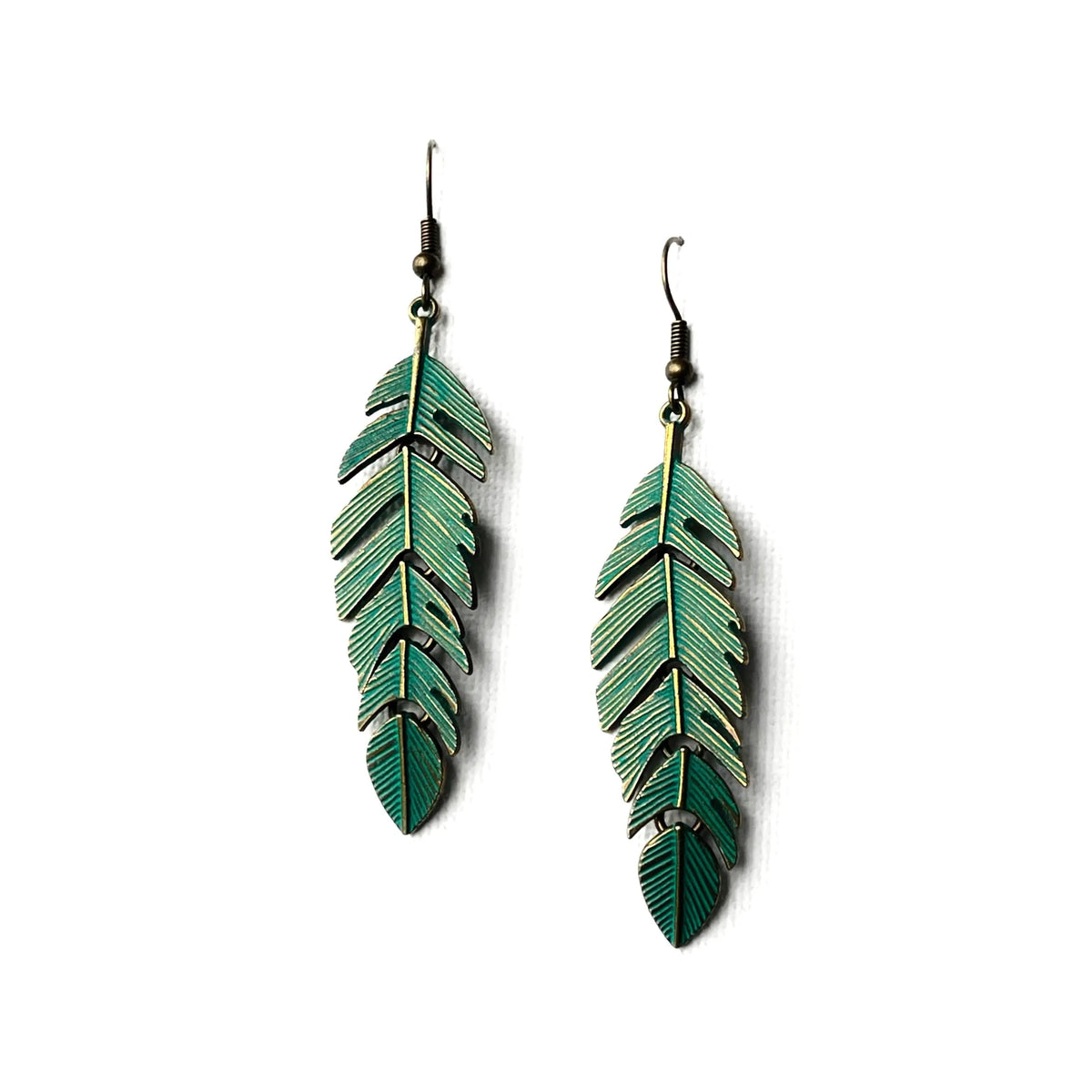 Aretes Evangelina Pluma Verde